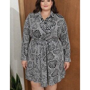 NWT Chico’s Shirt Dress Hearts Black White Size 4 (XXL 20/22)